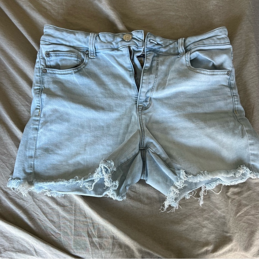 Light Blue Denim Women's Shorts Next Level Stretch High Waist